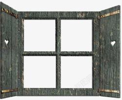 木质窗框古老窗户高清图片