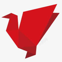 纸鹤插画红色几何折纸纸鹤元素矢量图高清图片