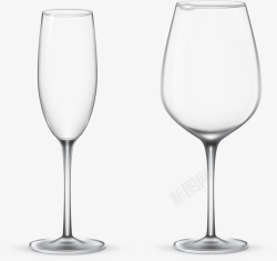 水晶杯香槟高脚杯手绘两只玻璃杯矢量图高清图片