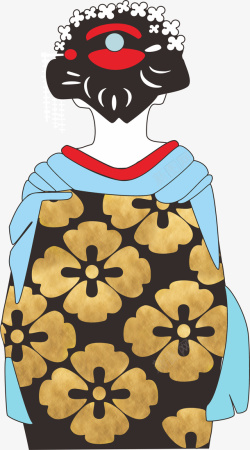 日本女人和服背影图素材