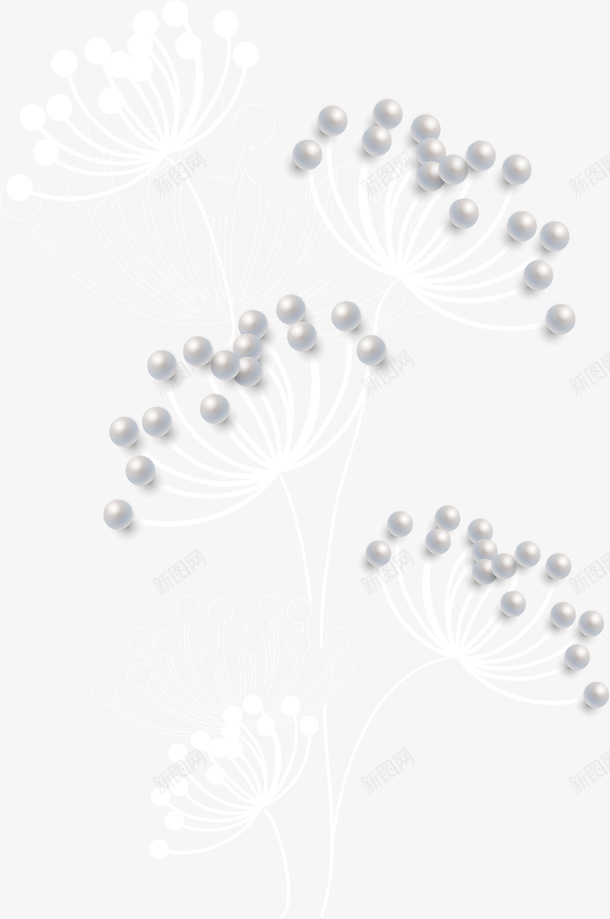 手绘珍珠花朵装饰png免抠素材_新图网 https://ixintu.com 手绘 手绘线条 珍珠 绘画 花朵 装饰