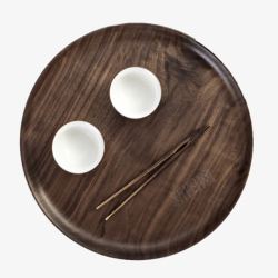 日式木质托盘简约餐具高清图片