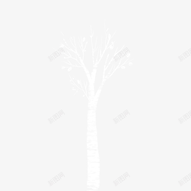 手绘白色冬季树木png免抠素材_新图网 https://ixintu.com 冬季树木 手续树木 柿子树 白色树木