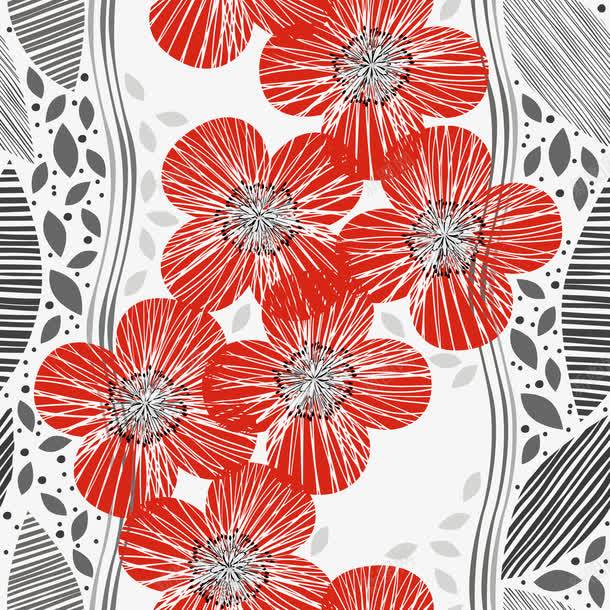 日式线条花纹png免抠素材_新图网 https://ixintu.com 日式风格 红色 花纹背景 装饰