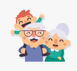 重阳节主题设计手绘卡通老人和孙子高清图片