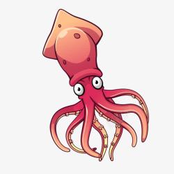 卡通海底章鱼玩球卡通红色的章鱼高清图片