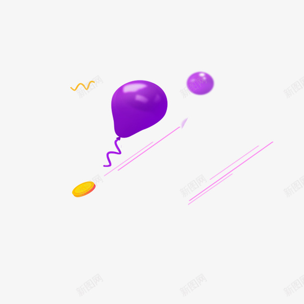 紫色气球psd免抠素材_新图网 https://ixintu.com 光泽 庆祝 斜线 气球 活动 渐变 电商 紫色 质感 高光
