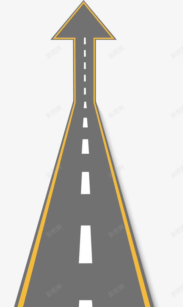 公路箭头图标png_新图网 https://ixintu.com 公路 手绘 灰色 白色 箭头 虚线 黄线