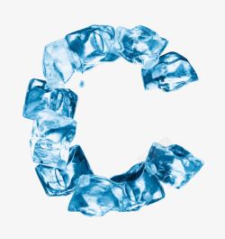 立体冰晶冰块字母C高清图片
