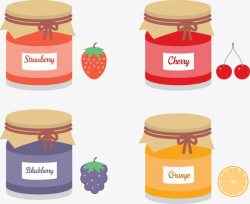 草莓罐头水果果酱和自由石匠罐子矢量图高清图片