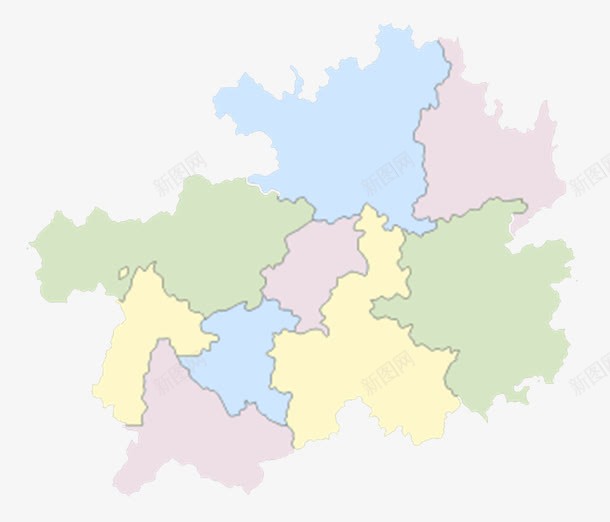 彩色空白贵州地图png免抠素材_新图网 https://ixintu.com 彩色 空白 贵州地图