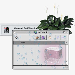 蒸汽波风格植物与电脑窗口素材