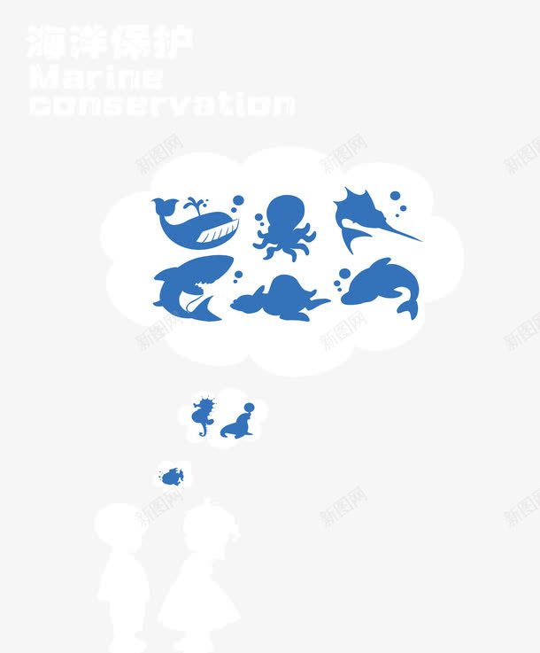 海洋保护创意简约海报png免抠素材_新图网 https://ixintu.com 创意 海报宣传 海洋保护 海洋污染 海洋破坏 环保宣传 蓝色 鱼类