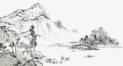手绘山水画儿素材