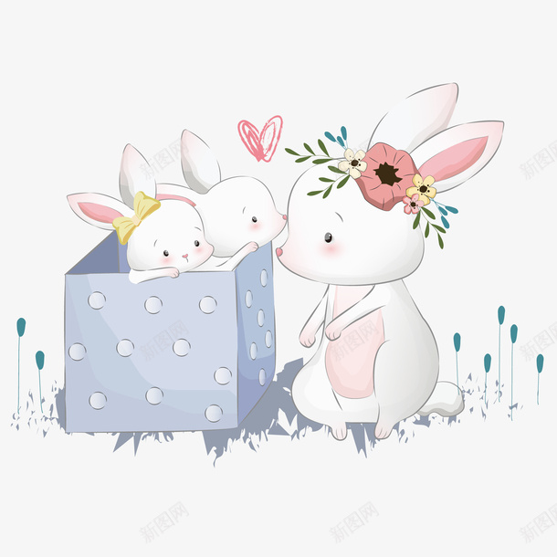 卡通可爱的小兔子png免抠素材_新图网 https://ixintu.com 创意插画 动物设计 卡通 可爱 小兔子 礼盒