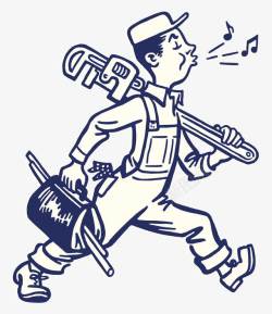 工人服工具箱美国维修工人漫画高清图片