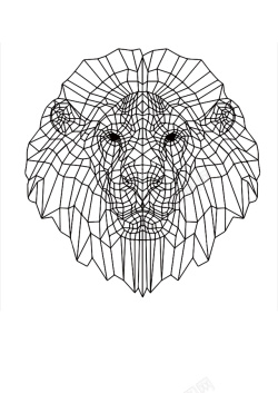 狮子简笔画手绘几何线条狮子头元素高清图片