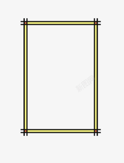 长方形文本框png卡通扁平化长方形黄色线条文矢量图高清图片