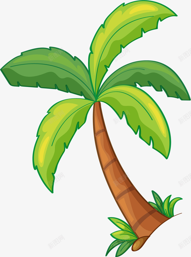 手绘棕色椰子树png免抠素材_新图网 https://ixintu.com 手绘 树叶 树干 棕色 椰子树 水彩 渐变 简约