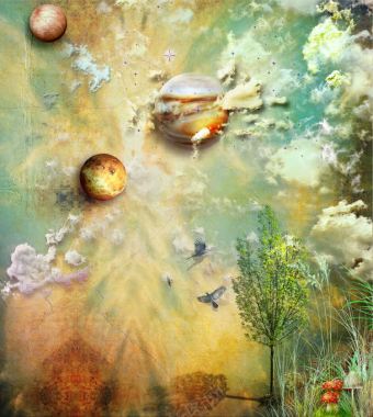 星球与树背景