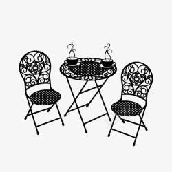 下午茶桌椅黑色花纹桌椅背景高清图片