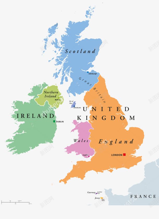 彩色英国地图png免抠素材_新图网 https://ixintu.com 世界地图 地图 彩色 英国地图