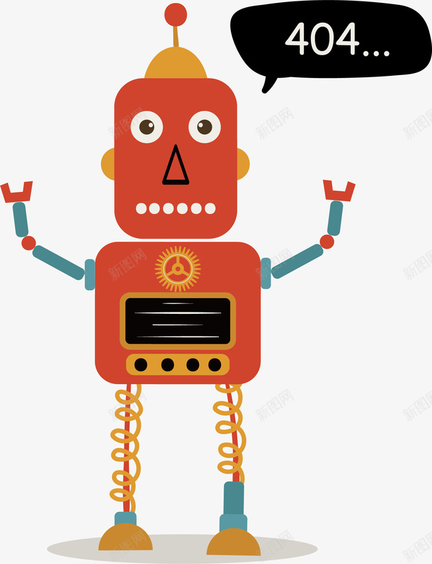 红色机器人矢量图ai免抠素材_新图网 https://ixintu.com 卡通 手绘 数字 机器人 橘黄色 红色 黑色 矢量图