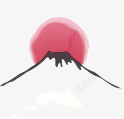 彩色手绘富士山素材