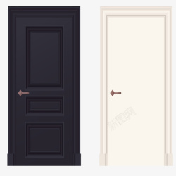 钢木室内门两个不同颜色的门高清图片