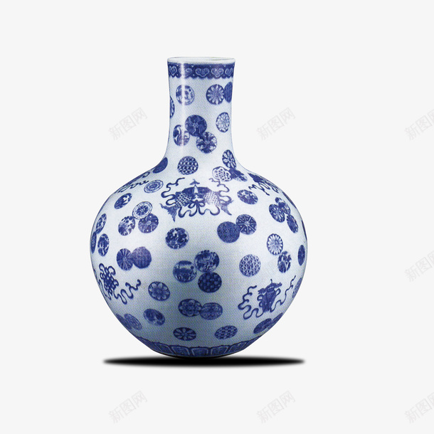 青花瓷器psd免抠素材_新图网 https://ixintu.com 产品实物 花瓶 花纹 蓝色花朵图案 蓝色青花瓷 陶瓷