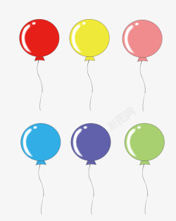 手绘红色花束系着气球手绘卡通气球六色高清图片