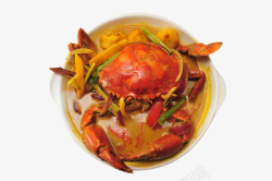 咖喱蟹特色美食葱花咖喱汁大螃蟹高清图片