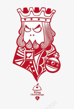 Q版游戏网页扑克牌Q版红色KING高清图片