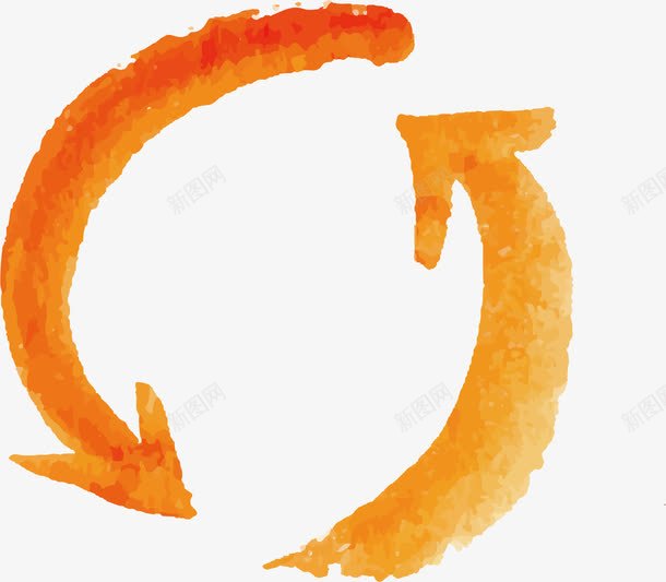 水彩手绘橙色箭头图标png_新图网 https://ixintu.com 双向箭头 往返箭头 手绘 来回箭头 橙色 水彩 箭头图标