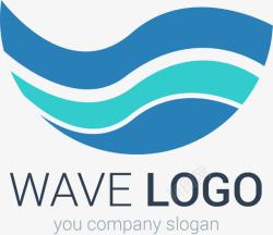 海面LOGO蓝色海面海浪图标高清图片