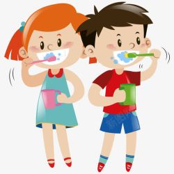 卡通人物刷牙孩子刷牙高清图片