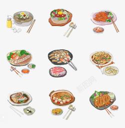 手绘的韩式饮食料理素材