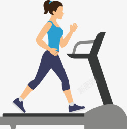 健身的女士跑步机女士卡通健身人物高清图片