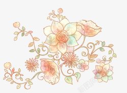 彩色牡丹手绘花朵丛高清图片
