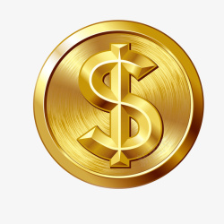 金色美元符号金属金币高清图片