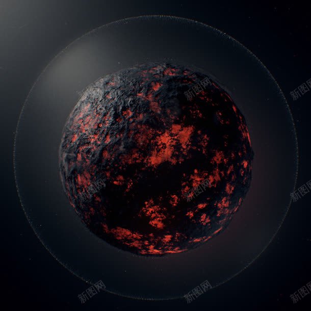 黑色星球表面红色光效jpg设计背景_新图网 https://ixintu.com 星球 色光 表面 黑色