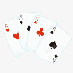 四种花色卡通A扑克牌素材