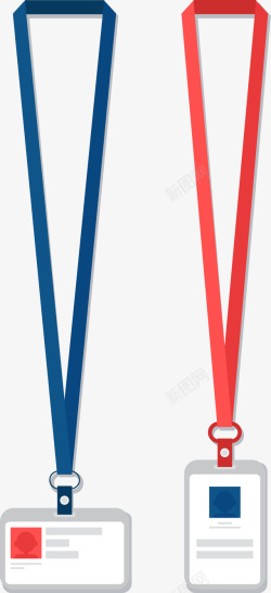 员工工牌蓝红色吊绳工牌高清图片