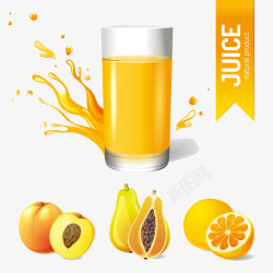 黄桃果汁黄色水果和果汁高清图片