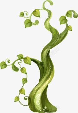 绿色豆茎卡通手绘绿色藤蔓高清图片