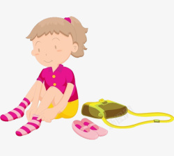 穿鞋子的菠萝穿袜子的小女孩卡通图高清图片