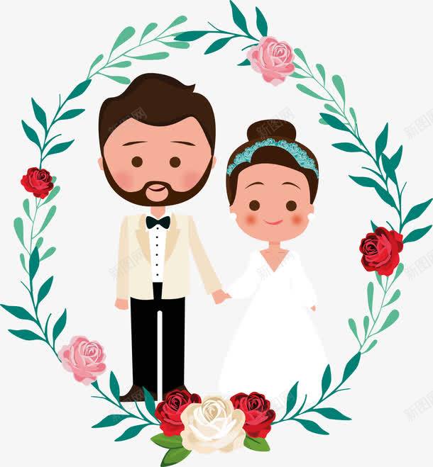 婚礼png免抠素材_新图网 https://ixintu.com 卡通人物 夫妻 婚姻 婚庆 玫瑰
