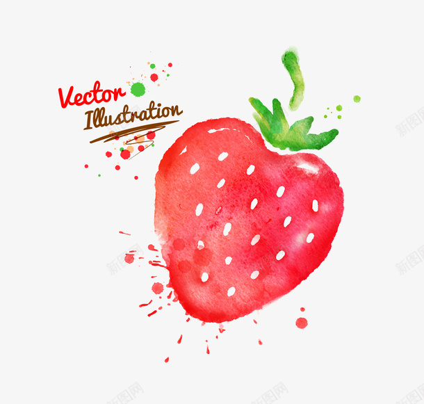 红色草莓矢量图ai免抠素材_新图网 https://ixintu.com 水彩画 水果 红色 食物 矢量图