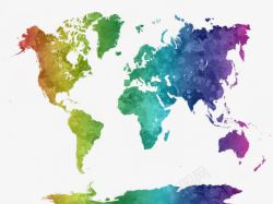 七大洲地图精美水彩世界地图高清图片