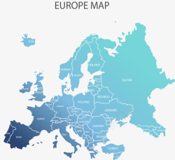地图地形渐变色欧洲地形图矢量图高清图片